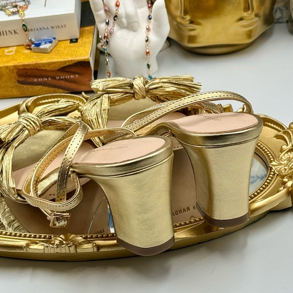 🆕 LOEFFLER RANDALL 🧿 NWOT Kimora Metallic Bow Ankle Strap Sandals, Gold Sz 7.5 - Picture 7 of 13